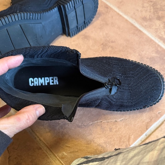 Camper Pix Black Zip-Up knit Ankle Boots 39 - Picture 7 of 8